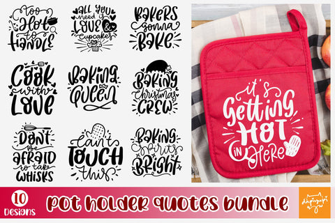 Pot Holder SVG Bundle, Kitchen SVG, Baking Quotes Svg, Funny Cooking SVG SVG dapiyupi store 