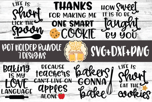 Pot Holder SVG Bundle - Oven Mitt SVG PNG DXF Cut Files SVG Cheese Toast Digitals