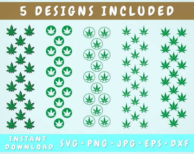 Pot Leaf Glitter Pen Wraps - 5 Designs SVG HappyDesignStudio 