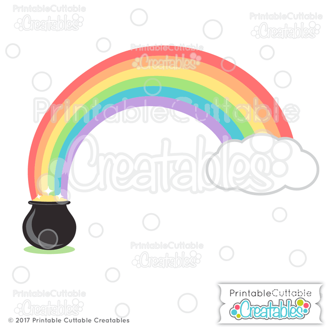Pot of Gold Rainbow SVG Printable Cuttable Creatables 