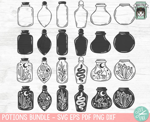 Potions SVG file Bundle, Mystical svg Bundle, Apothecary cut file, Potion Bottle svg, Poison svg, Witchy svg, Love Potion svg, Perfume svg, Skull svg, Snake svg, Magic svg SVG Wild Pilot 