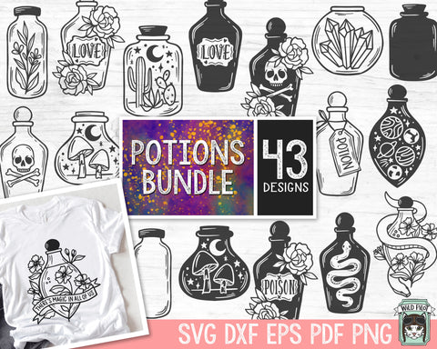 Potions SVG file Bundle, Mystical svg Bundle, Apothecary cut file, Potion Bottle svg, Poison svg, Witchy svg, Love Potion svg, Perfume svg, Skull svg, Snake svg, Magic svg SVG Wild Pilot 