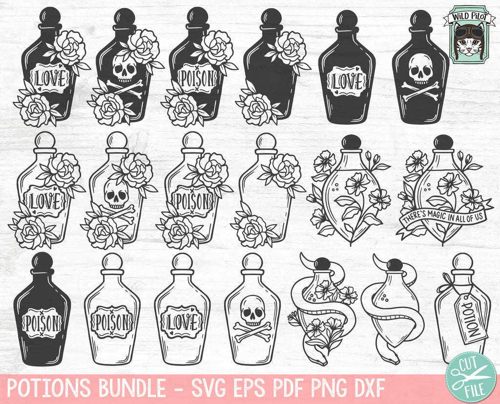 Potions SVG file Bundle, Mystical svg Bundle, Apothecary cut file ...