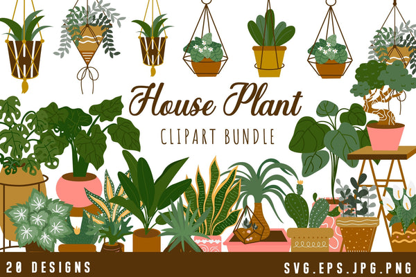 house plants bundle Potted House Plant Clipart | Indoor Home Plant SVG Bundle