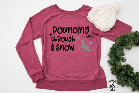 Pouncing Through the Snow Cat Winter Design SVG Lakeside Cottage Arts 