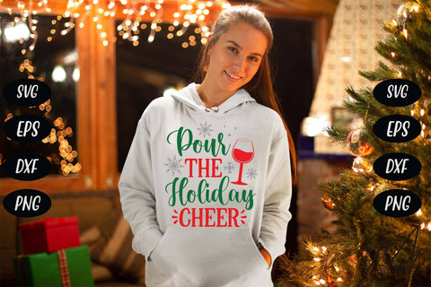 Pour the Holiday cheer svg, Christmas svg, Christmas drinkware svg, Christmas wine tumbler cricut SVG Isabella Machell 