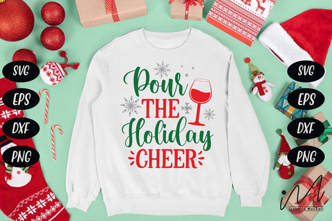 Pour the Holiday cheer svg, Christmas svg, Christmas drinkware svg, Christmas wine tumbler cricut SVG Isabella Machell 