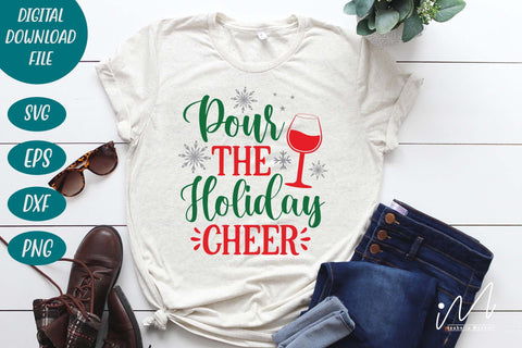 Pour the Holiday cheer svg, Christmas svg, Christmas drinkware svg, Christmas wine tumbler cricut SVG Isabella Machell 