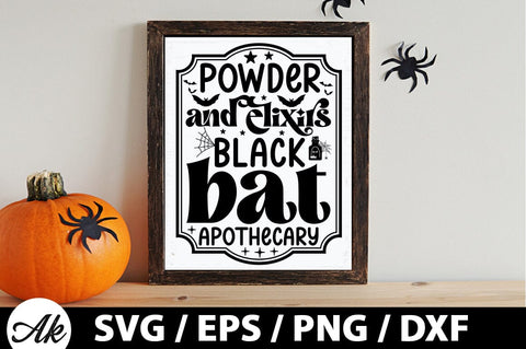 Powder and elixirs black bat apothecary SVG SVG akazaddesign 