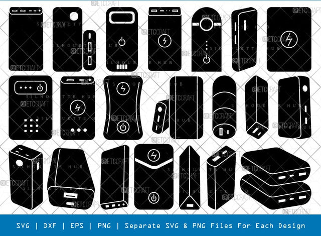 Power Bank Silhouette, Power Bank SVG, Portable Charger Svg, Travel Phone Charger Svg, Wireless Charger Svg, Power Bank Bundle, SB00888 SVG ETC Craft 