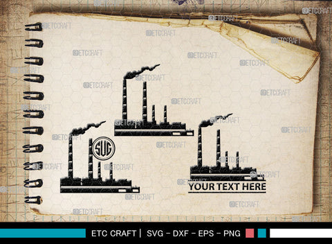 Power Plant Monogram, Coal Power Plant Silhouette SVG, Industry Smoke Power Plant Svg, Coal Power Plant Svg, Power Plant Station Svg, SB00023 SVG ETC Craft 