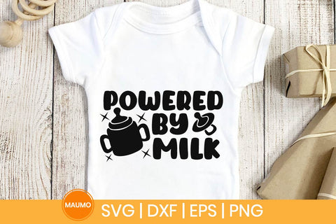 Powered by milk, funny baby svg quote SVG Maumo Designs 