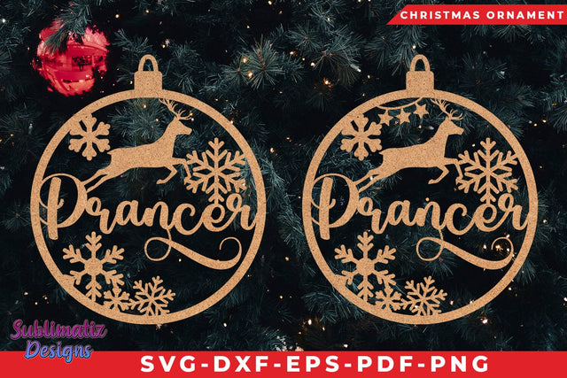 Prancer Christmas Tree Ornament SVG Cut File SVG Sublimatiz Designs 