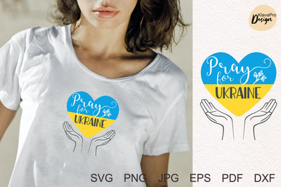 Pray for Ukraine heart flag hands SVG, no more war SVG Klava P 