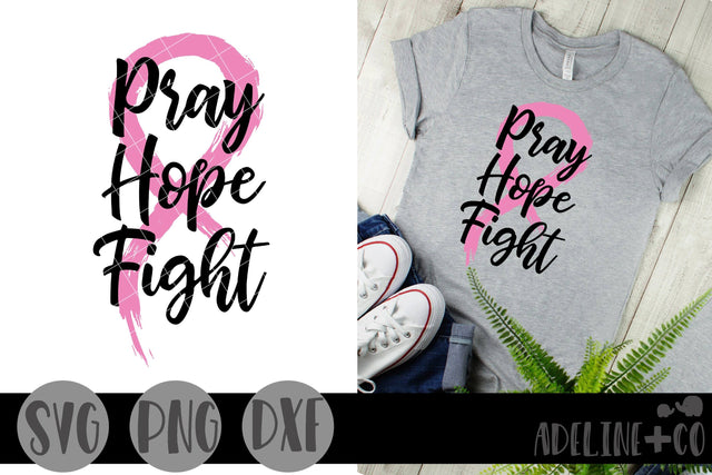 Pray hope fight, cancer, breast cancer SVG Adeline&co 