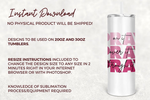 Pray on it Pray over it Pray Through it 20oz Skinny Tumbler Sublimation Design, Floral Christian Tumbler Design for Straight/Tapered - PNG Sublimation TumblersByPhill 