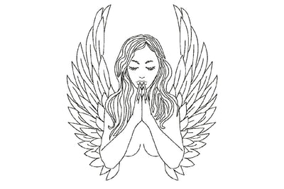 Praying Angel Embroidery Design. Line Art Woman Design. Embroidery/Applique DESIGNS NextEmbroidery 