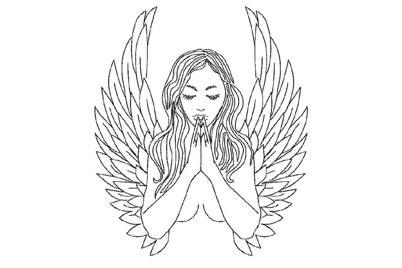 Praying Angel Embroidery Design. Line Art Woman Design. Embroidery/Applique DESIGNS NextEmbroidery 