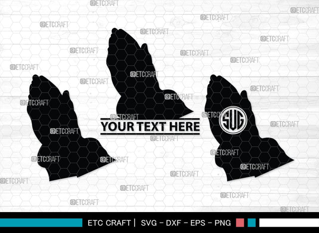 Praying Hand Monogram, Praying Hand Silhouette, Praying Hand SVG, Praying Svg, Prayer Svg, Christian Svg, SB00395 SVG ETC Craft 