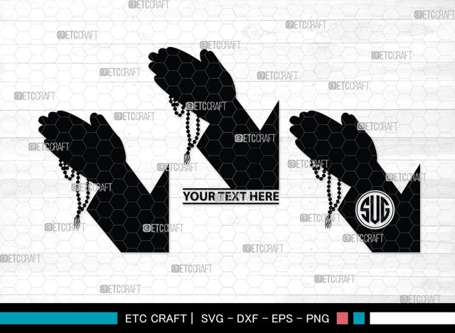 Praying Hand Monogram, Praying Hand Silhouette, Praying Hand SVG, Praying Svg, Prayer Svg, Christian Svg, SB00395 SVG ETC Craft 