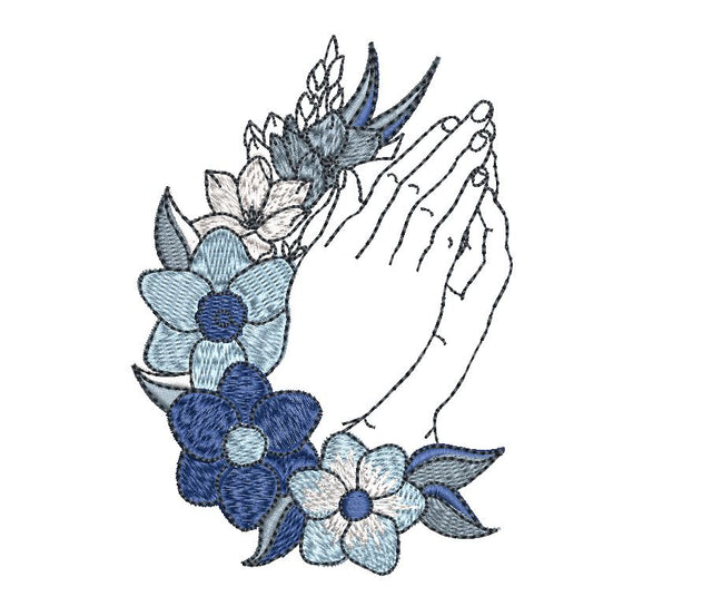 Praying Hand with flowers, folded hands Machine Embroidery SVG Canada Embroidery 