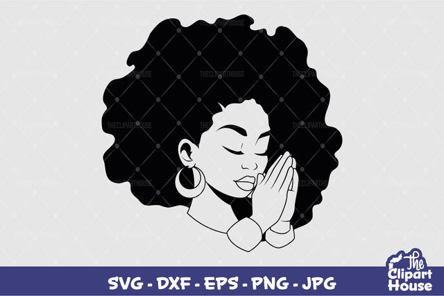 Praying Hands Afro Black Woman Silhouette SVG The Clipart House 