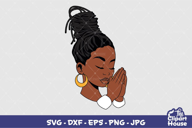 Praying Hands Black Locs Woman SVG The Clipart House 