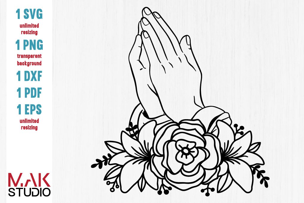 praying hands with roses