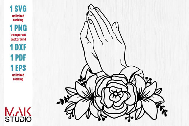 Praying hands svg, Praying hands svg file, Praying hands cut file, Praying flowers svg SVG MAKStudion 