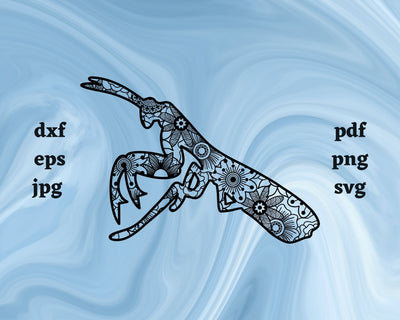Praying Mantis Mandala SVG Cut File SVG Northern Light SVG 
