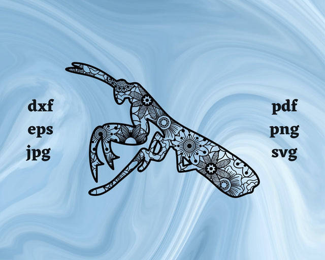 Praying Mantis Mandala SVG Cut File SVG Northern Light SVG 