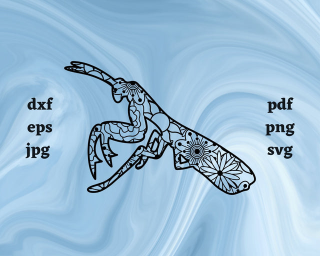 Praying Mantis Mandala SVG Cut File SVG Northern Light SVG 
