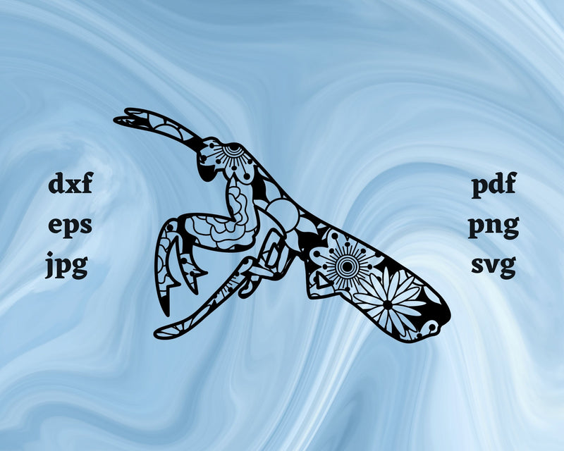 Praying Mantis Mandala SVG Cut File SVG Northern Light SVG 