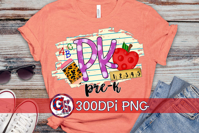 Pre K Back to School PNG for Sublimation Sublimation Greedy Stitches 