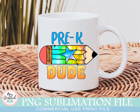 Pre-K Dude PNG, 1st Day of School, Preschool Sublimation, Pre-K Designs, Gift for Teachers, Colorful PNG, Print, Png for Sublimation Sublimation MyDesiredSVG 