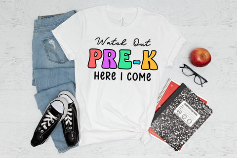 Pre-K First Day School Shirt PNG I Back to School Sublimation Sublimation Happy Printables Club 