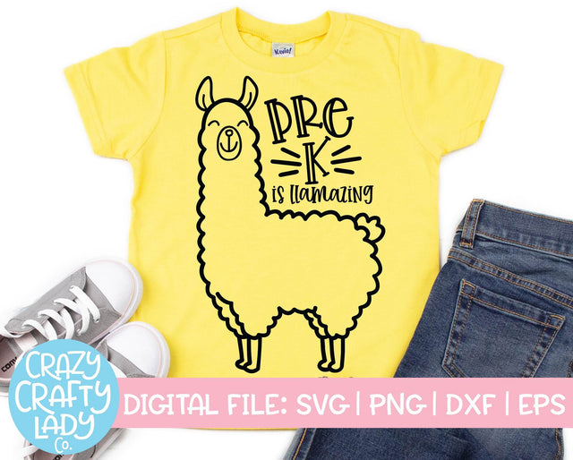 Pre-K Is Llamazing | Back to School SVG Cut File SVG Crazy Crafty Lady Co. 
