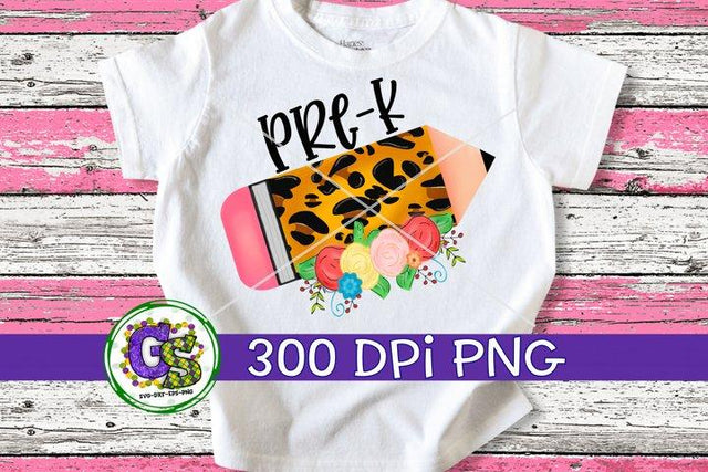 Pre-K Pencil PNG for Sublimation Sublimation Greedy Stitches 