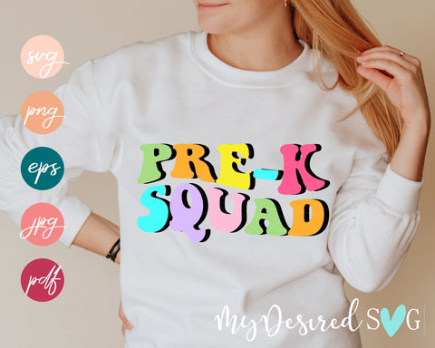 Pre-K squad SVG, Back to School Design, School Squad svg, Pre-K team svg, Preschool SVG, Funny teacher, files for cricut, Png Dxf Eps Pdf SVG MyDesiredSVG 