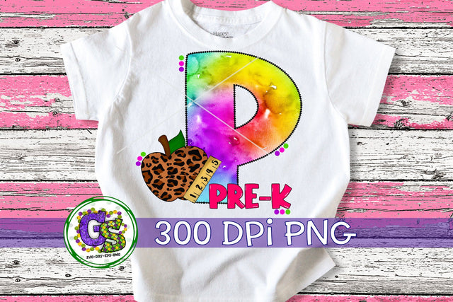 Pre-K Tie Dye PNG for Sublimation Sublimation Greedy Stitches 