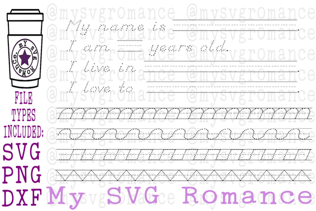 Pre Writing & Motor Skills Tracing Mat for Pre Schoolers - Homeschoolers SVG mysvgromance 
