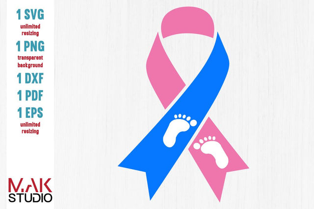 Pregnancy and infant loss awareness ribbon svg, Pregnancy and infant loss awareness ribbon dxf, Pregnancy and infant loss awareness ribbon cut file SVG MAKStudion 