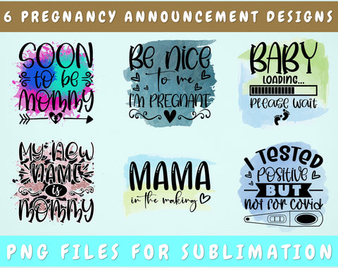 Pregnancy Announcement Sublimation Designs Bundle, 6 Pregnancy Announcement PNG Files, Soon To Be Mommy PNG, My New Name Is Mommy PNG Sublimation HappyDesignStudio 