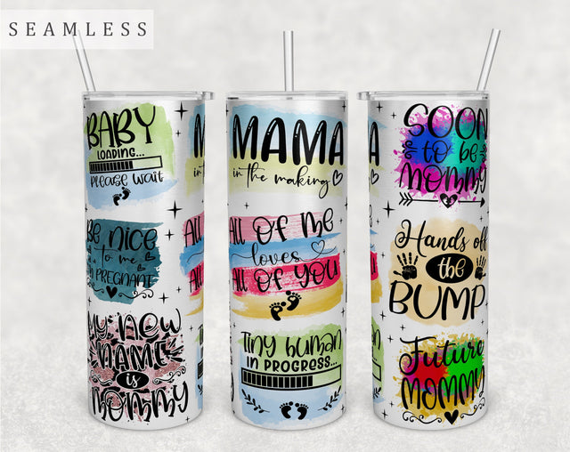 Pregnancy Quotes Tumbler Wrap, 20 Oz Skinny Tumbler Sublimation Design, Seamless Pregnancy Sayings Tumbler PNG Sublimation HappyDesignStudio 