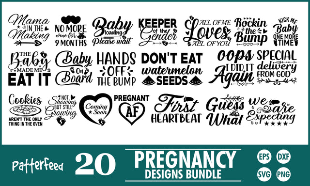 Pregnancy SVG Designs Bundle SVG PatternFeed8 