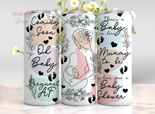 Pregnant 20oz wrap, Baby Shower Sublimation design, 20oz Digital Design, Inspirational Pregnancy Tumbler, Motivational Mom Floral Design Sublimation WillowSageDesign 