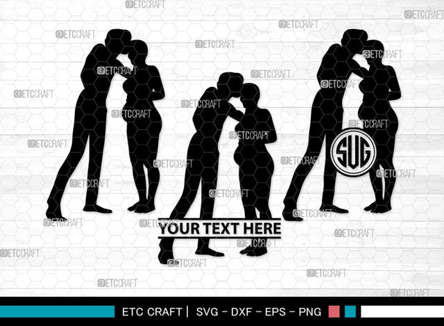 Pregnant Couple Monogram, Pregnant Couple Silhouette, Pregnant Couple SVG, Pregnant Svg, Husband And Wife Svg, SB00396 SVG ETC Craft 