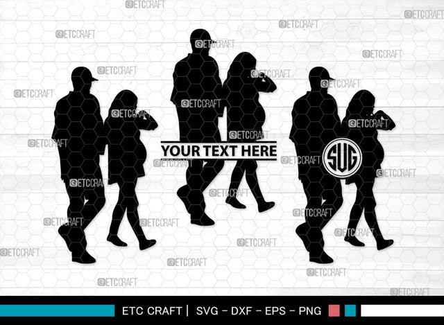 Pregnant Couple Monogram, Pregnant Couple Silhouette, Pregnant Couple SVG, Pregnant Svg, Husband And Wife Svg, SB00396 SVG ETC Craft 