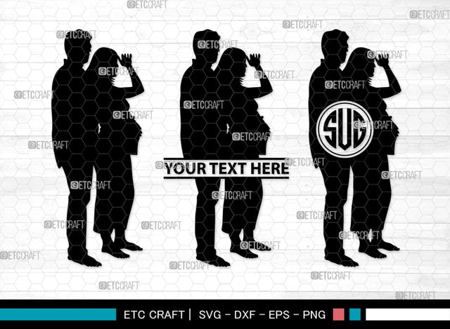 Pregnant Couple Monogram, Pregnant Couple Silhouette, Pregnant Couple SVG, Pregnant Svg, Husband And Wife Svg, SB00396 SVG ETC Craft 