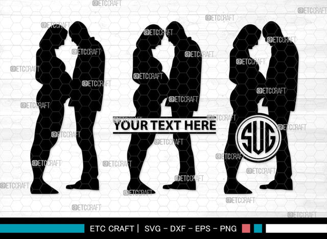 Pregnant Couple Monogram, Pregnant Couple Silhouette, Pregnant Couple SVG, Pregnant Svg, Husband And Wife Svg, SB00396 SVG ETC Craft 